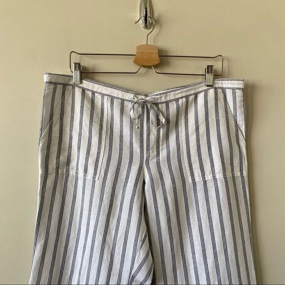 VICTORIA Secret-Beach Stripe Linen Wide Leg Pants - Picture 4 of 9